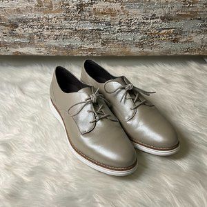 Cole Haan Womens Gray Leather Round Toe Low Top Lace Up Oxford Shoes Size US 9.5